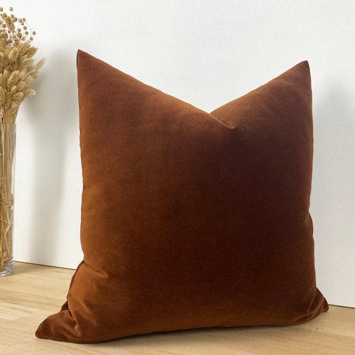 Dark Copper Velvet Pillow Cover Euro Sham Cover Throw Pillow Etsy