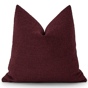 Burgundy Boucle Pillow Cover • Burgundy Euro Sham Cover • We Pay Duty for USA • Boucle Throw Pillow • Textured Thick Soft Fabric • All Sizes