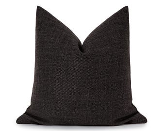 Warm Charcoal Gray Pillow Cover: Cozy Chic Euro Sham, Basket Weave