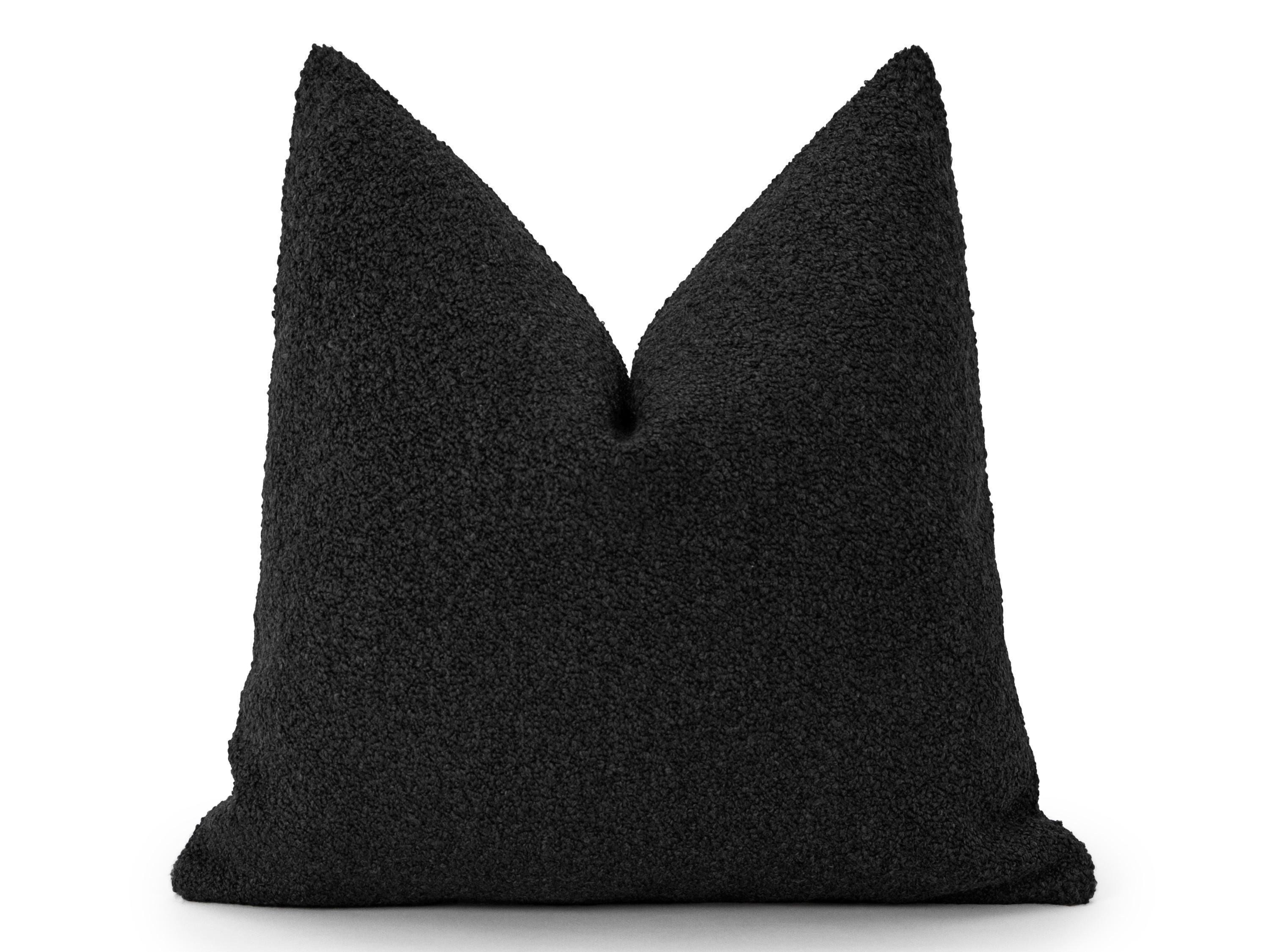 Black Boucle Pillow Cover • Black Euro Sham • We Pay Duty for USA • Boucle Throw Pillow • Black Cushion • Thick and Soft Fabric •• All Sizes