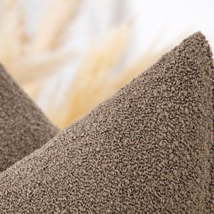 Taupe Boucle Pillow Cover • Earthy Euro Sham Cover • We Pay Duty for USA • Neutral Throw Pillow • Fluffy Thick Soft Fabric •• All Sizes