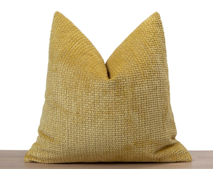 Yellow Textured Pillow Cover • Yellow Soft Throw Pillow Case • Yellow Euro Sham Cover • Super Soft Thick Textured Cozy Fabric •• All Sizes