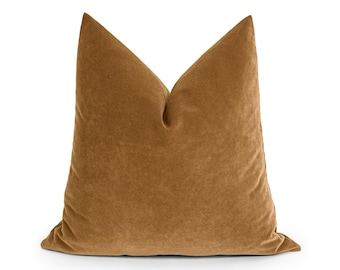 Camel Velvet Pillow Cover | Soft and Thick Fabric, Euro Sham & Cushion Sizes