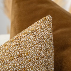Golden Ochre Pillow Cover | Woven Textured Farmhouse Euro Sham and Cushion