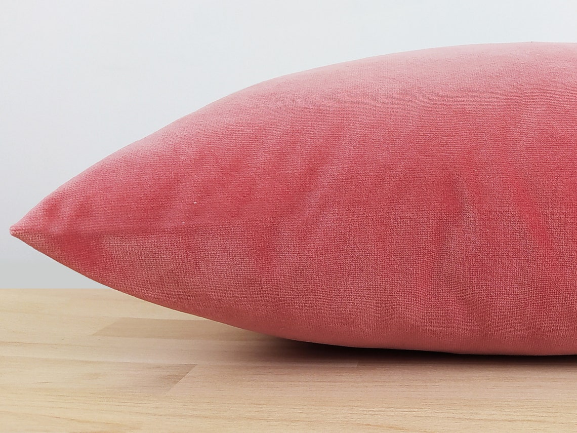 Coral Pink Pillow Cover Pink Velvet Euro Sham Cover Cotton Etsy