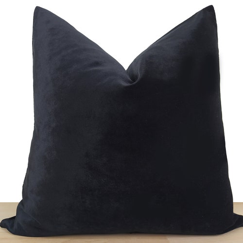 Black Velvet Pillow Cover Black Euro Sham Cover Cotton Etsy