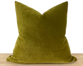 Housse de coussin en velours vert huile, taie d'oreiller euro, housse de coussin vert huile, housse de coussin, tissu velours uni, oreiller design | toutes les tailles