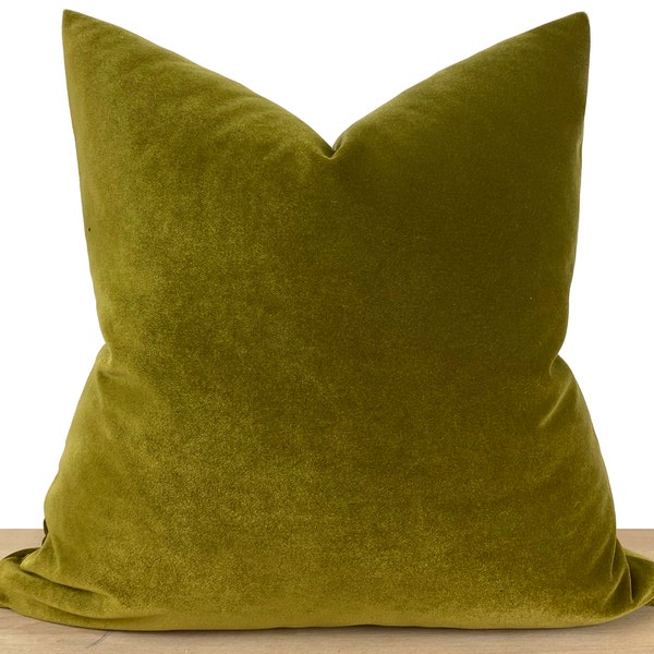 Housse de coussin en velours vert huile, taie d'oreiller euro, housse de coussin vert huile, housse de coussin, tissu velours uni, oreiller design | toutes les tailles