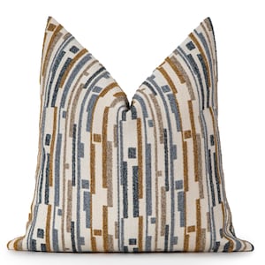 Blue Stripe Textured Pillow Cover |  Colorful Structured Weave Textured Fabric