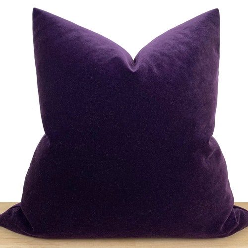 Purple Velvet Pillow Cover Velvet Cushion Case Solid Purple Etsy