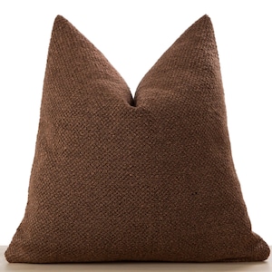 Cognac Brown Boucle Pillow Cover | Soft Textured Throw Pillow, We Pay Duty for USA