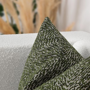 Green Chevron Pillow Cover: Textured Boho Euro Sham & Cushion