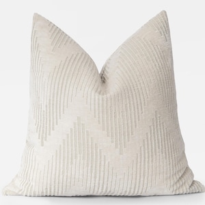 Ivory Geometric Pillow Cover | Neutral Textured Soft Chevron Throw Pillow