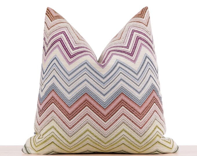 Colorful Chevron Pillow Cover, Textured Woven Soft Cotton Double Side Pillow Cover, Decorative Cushion, Chevron Euro Sham Cover | All Sizes