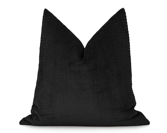 Black Textured Pillow Cover | Soft, Cozy Cushion & Euro Sham