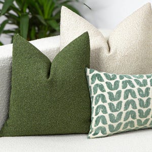 Forest Green Throw Pillow Cover • Boucle Throw Pillow Cover • We Pay Duty for USA • Green Euro Sham • Cozy and Chic Style •• All Sizes