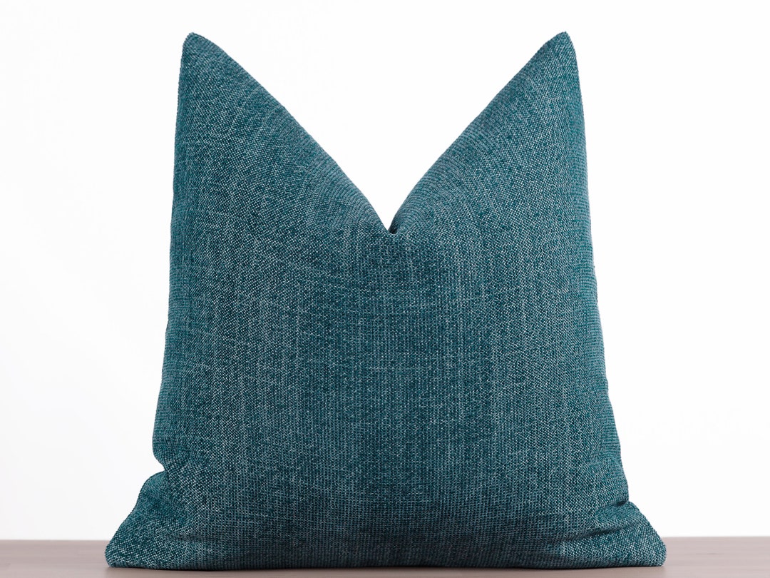 Dark Teal Pillow Cover Throw Pillow Cover Woven Fabric Dark Etsy