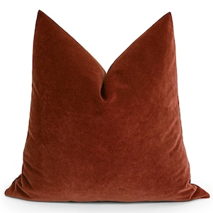 Rust Velvet Pillow Cover | Soft Euro Sham & Cushion, We Pay Duty for USA