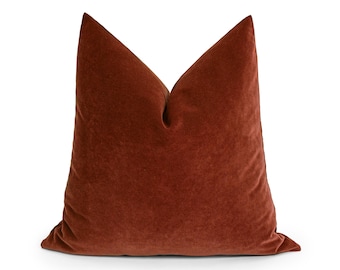 Housse de coussin en velours rouille | Cache-oreiller et coussin souples en euros, nous payons les droits de douane pour les États-Unis