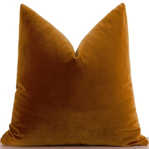 Copper Velvet Pillow Cover | Soft Solid Cushion, Euro Sham