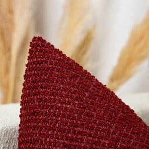 Claret Red Textured Pillow Cover | Dotted Boucle Thick Euro Sham & Cushion
