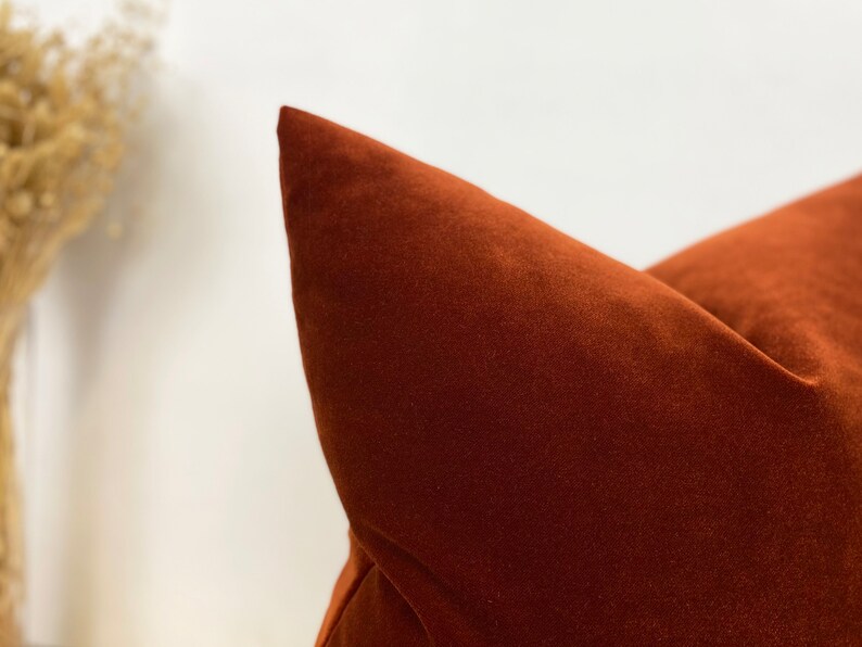 Rust Velvet Pillow Cover Rust Euro Sham Cover Cotton Velvet Etsy