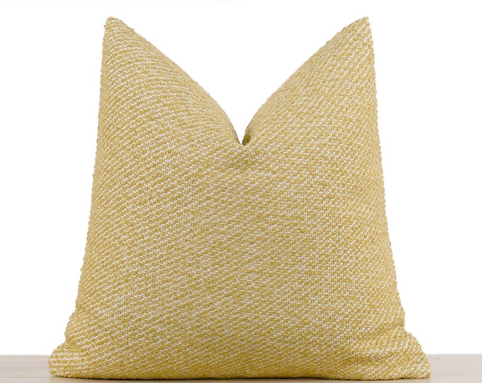 Yellow Linen Pillow Cover, Soft Yellow and White Stripes, Sunny Accent