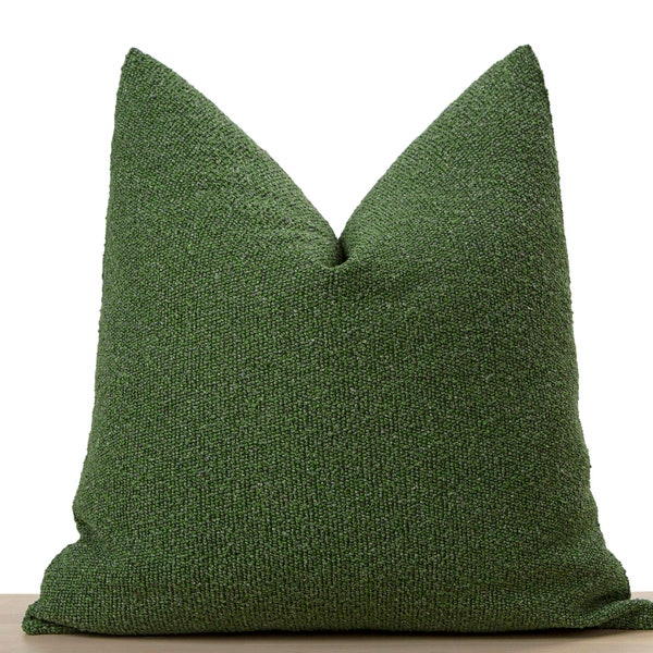 Green Boucle Pillow Cover • Green Euro Sham Cover • Textured Decorative Cushion • Textured Boucle Fabric • Boho Home Decor •• All Sizes