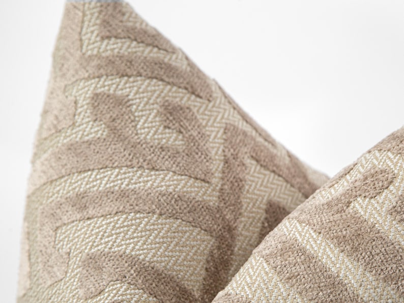 Beige Tribal Pillow Cover | Textured Turkish Ethnic Design, We Pay Duty for USA image 2