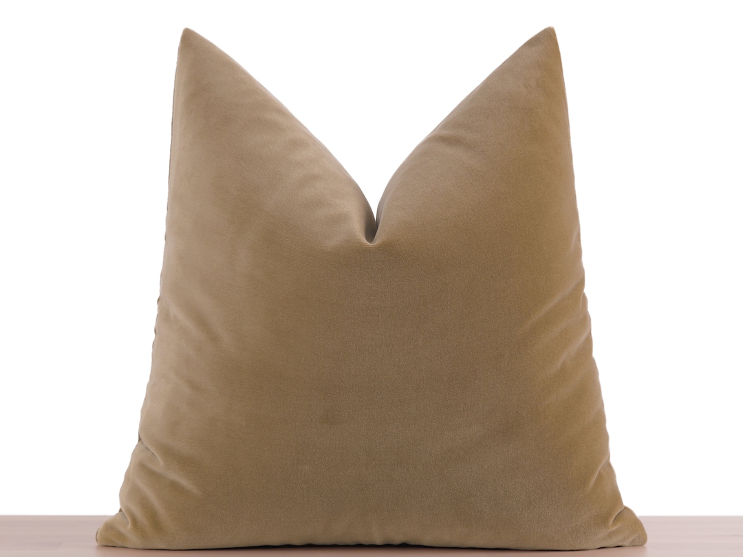 Beige Velvet Pillow Cover, Soft Matte Cotton Velvet Pillow, Beige