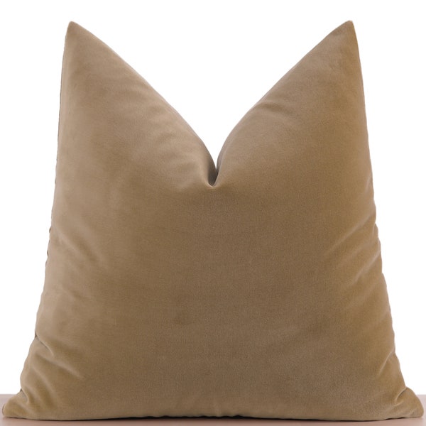 Housse de coussin en velours beige, Oreiller en velours de coton mat doux, taie d'oreiller en velours beige, housse de coussin beige, coussin de canapé | Toutes les tailles