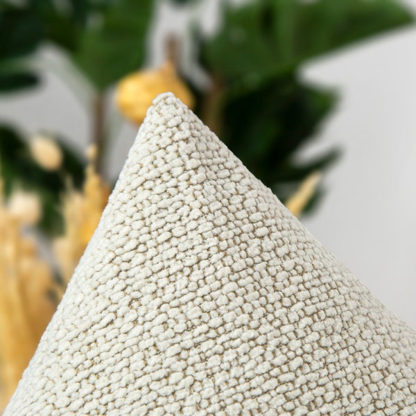 Cream Textured Pillow Cover • Ivory Euro Sham Cover • Neutral Throw Pillow • Textured Woven Soft Fabric • Boho Cushion •• All Sizes