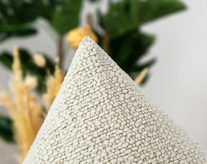 Cream Textured Pillow Cover • Ivory Euro Sham Cover • Neutral Throw Pillow • Textured Woven Soft Fabric • Boho Cushion •• All Sizes