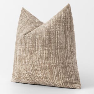 Asymmetrical Striped Pillow Cover • Beige Euro Sham • Earthy Throw Pillow Cover • Crafted from Textured Soft Fabric •• All Sizes