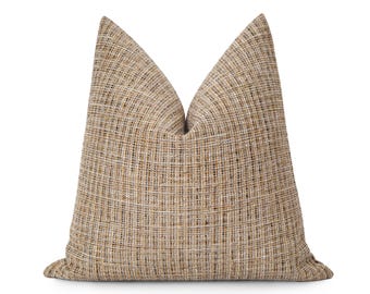 Taupe Boho Pillow Cover • Taupe and Rust Woven Pillow • We Pay Duty for USA • Earthy Euro Sham • Textured Woven Pillow Cover •• All Sizes