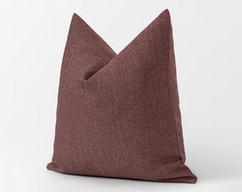 Capa de almofada em linho cor malva | Fronha e almofada em linho roxo-acinzentado