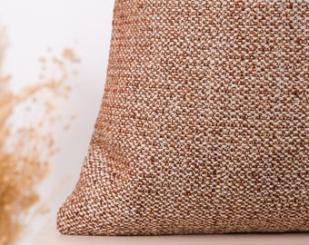 Woven Copper Throw Pillow Cover | Boho Textured Euro Sham, We Pay Duty for USA