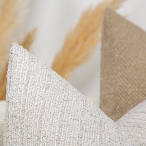 Ivory Linear Boucle Pillow Cover | Neutral Textured Euro Sham & Cushion