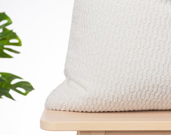 Off White Textured Pillow Cover • Boucle Throw Pillow • White Euro Sham Cover • Decorative Sofa Pillow • Couch White Pillow •• All Sizes