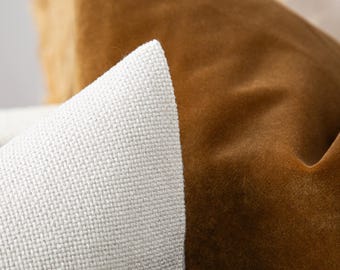 Gebroken witte linnen kussensloop | Geweven neutraal plaid Euro Sham