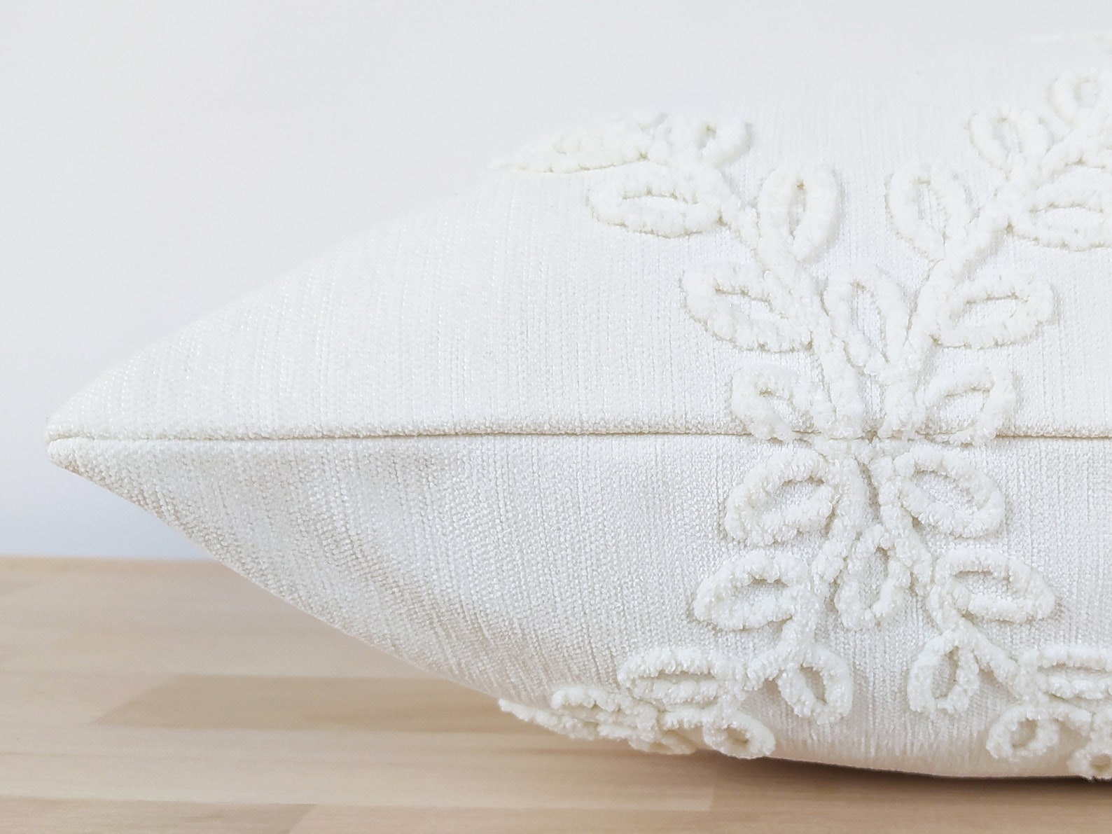 Textured White Pillow Cover Floral Textured Cream White Soft Etsy