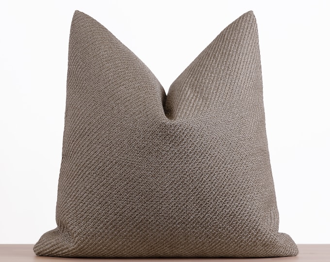 Dark Taupe Pillow Cover, Woven Throw Pillow, Boho Euro Sham Cover