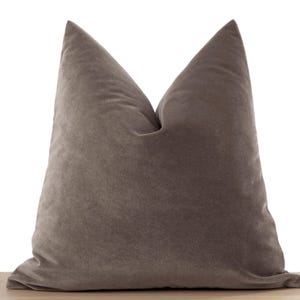 Taupe Velvet Pillow Cover | Soft Neutral Euro Sham & Cushion