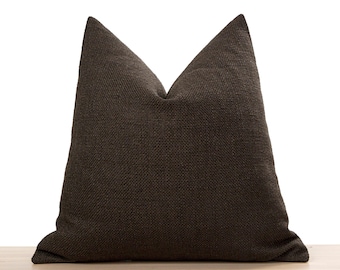 Dark Brown Linen Pillow Cover • Boho Euro Sham • We Pay Duty for USA • Boho and Cozy Style • Woven Solid Linen Cushion Cover ••  All Sizes