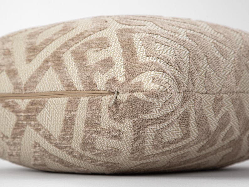 Beige Tribal Pillow Cover | Textured Turkish Ethnic Design, We Pay Duty for USA image 4
