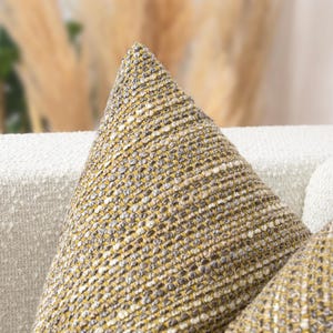 Mustard Boho Striped Pillow Cover: Textured Woven Cushion