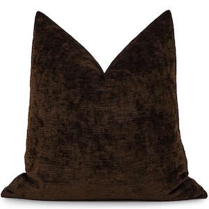 Deep Brown Textured Pillow Cover | Soft Woven Rustic Euro Sham & Cushion
