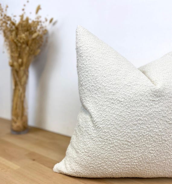 Off White Boucle Pillow Cover: Soft Textured Cushion, Euro Sham