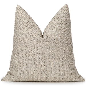 Earthy Beige Dotted Pillow Cover: Textured Euro Sham Farmhouse-Boho Decor