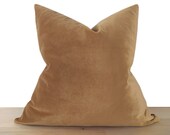 Camel Velvet Pillow Cover, Cotton Velvet Soft Fabric, Camel Euro Sham Cover, Velvet Throw Pillow Cover All Sizes